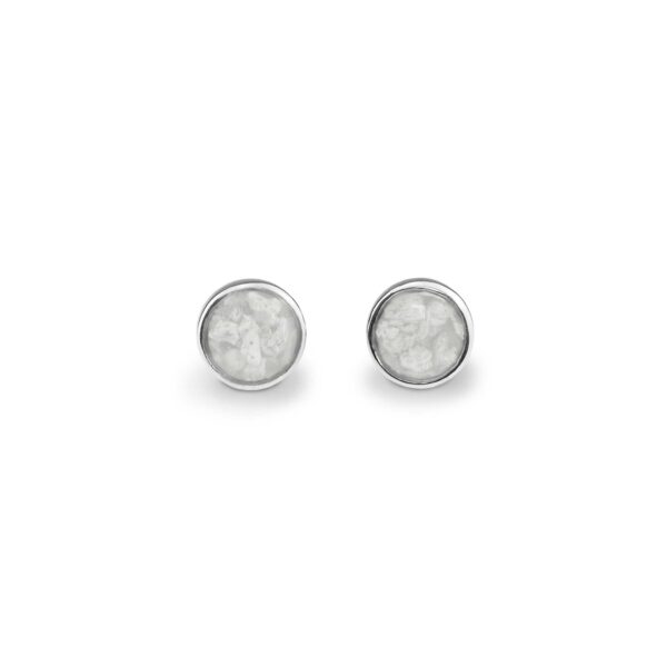 White-Classic Round Ashes Earrings-Ashes Jewellery
