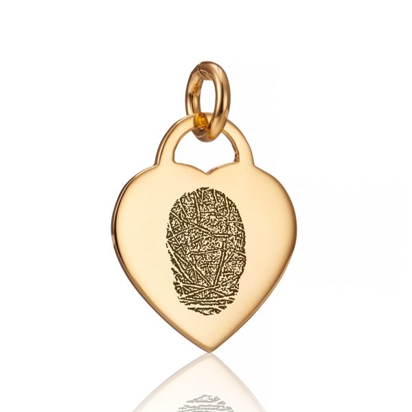 Gold Heart Fingerprint Charm - Fingerprint Jewellery - Memorial Jewellery - Inscripture