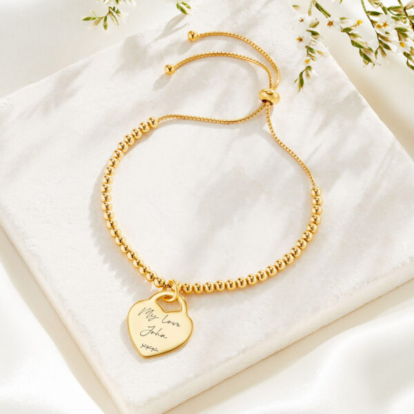 Gold Heart Handwriting Bracelet - Handwriting Jewellery - Memorial Jewellery