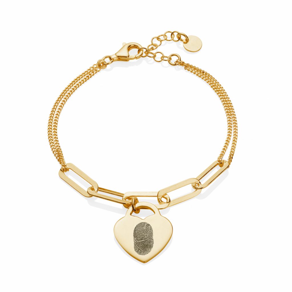 Gold Link Fingerprint Bracelet - Fingerprint Jewellery - Memorial Jewellery - Inscripture