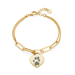 Gold Link Paw Print Bracelet - Paw Print Jewellery - Inscripture - Memorial Jewellery