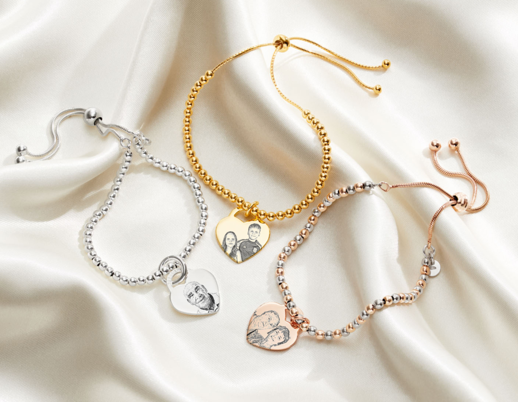 Silver Bead Photo Bracelet - Photo Jewellery - Inscripture - Memorial Jewellery