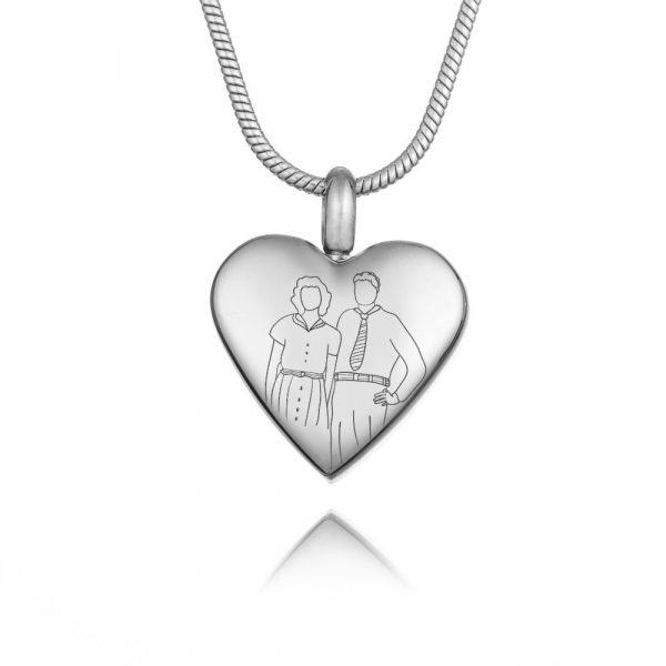 Silver Urn Illustration Necklace - Ashes Jewellery - Memorial Jewellery - Illustration Jewellery - Inscripture