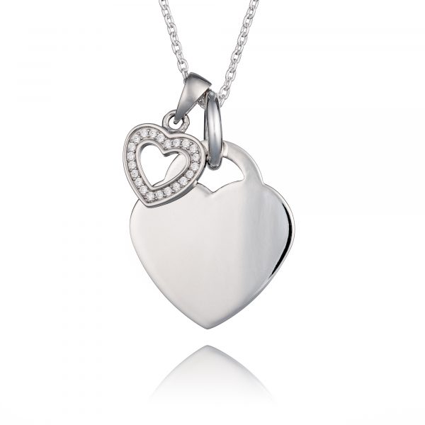 Duo Heart Illustration Necklace - Illustration Jewellery - Memorial Jewellery - Inscripture