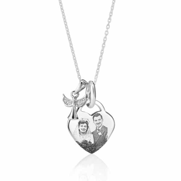 Angel Heart Photo Necklace - Photo Jewellery - Memorial Jewellery - Inscripture