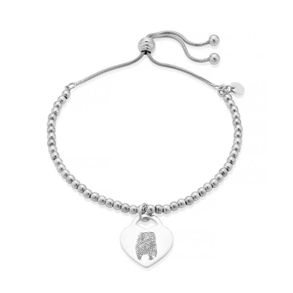 Silver Bead Fingerprint Bracelet - Fingerprint Jewellery