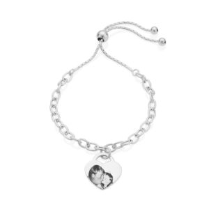 Silver Chain Slider Photo Bracelet - Photo Jewellery - Memorial Jewellery - Inscripture