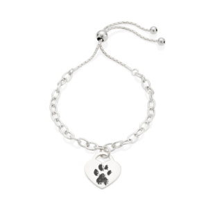 Silver Chain Slider Paw Print Bracelet - Paw Print Jewellery - Memorial Jewellery - Inscripture