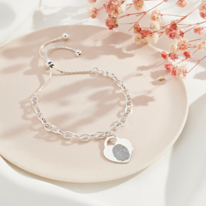 Sterling Silver Fingerprint Chain Slider Bracelet - Fingerprint Jewellery Inscripture - Memorial Jewellery