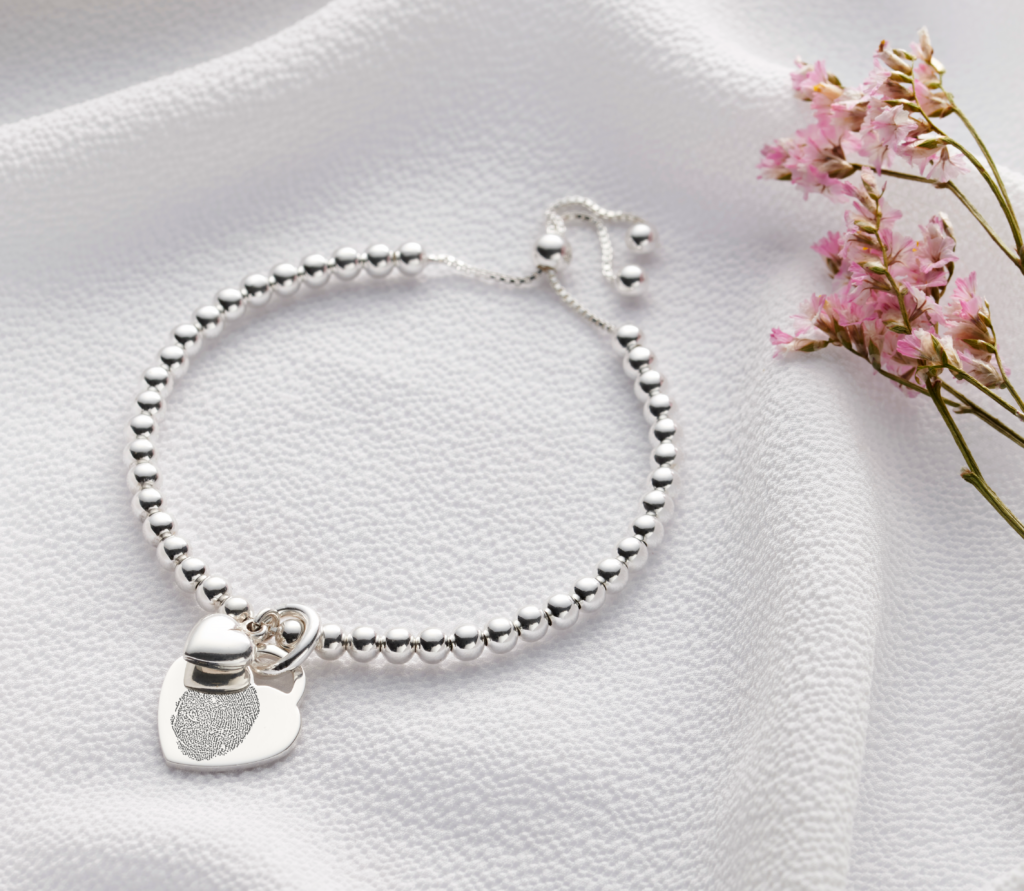 Sterling Silver Fingerprint Duo Bracelet - Fingerprint Jewellery - Inscripture - Memorial Jewellery