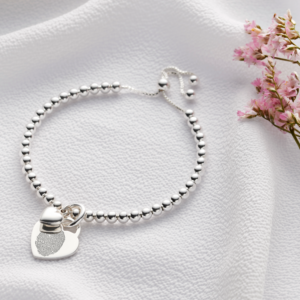 Sterling Silver Fingerprint Duo Bracelet - Fingerprint Jewellery - Inscripture - Memorial Jewellery