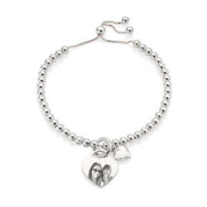 Sterling Silver Duo Photo Bracelet - Photo Jewellery - Memorial Jewellery - Inscripture