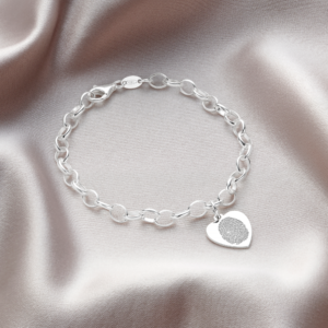 Sterling Silver Heart Fingerprint Bracelet - Fingerprint Jewellery - Inscripture - Memorial Jewellery