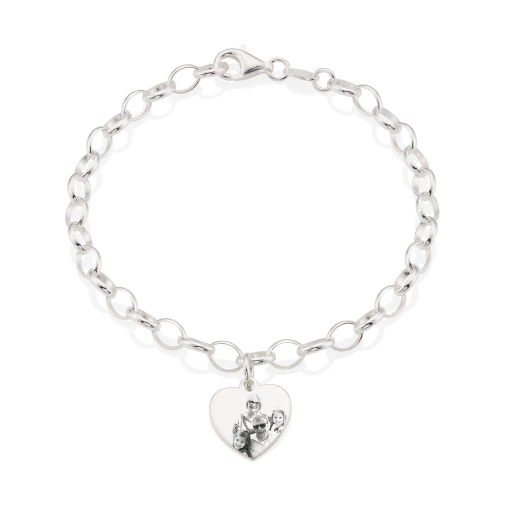 Sterling Silver Heart Photo Bracelet - Photo Jewellery - Memorial Jewellery - Inscripture