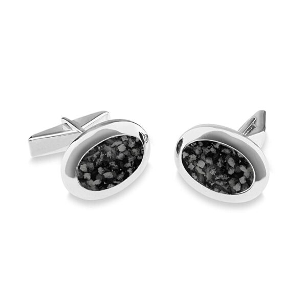 Black - Oval Ashes Cufflinks - Ashes Jewellery - Memorial Jewellery - Inscripture
