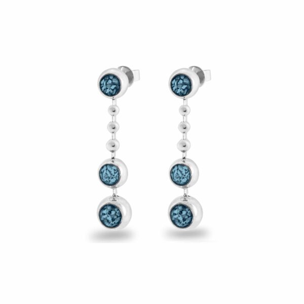 Blue - Rondure Triple Spaced Drop Ashes Earrings - Ashes Jewellery