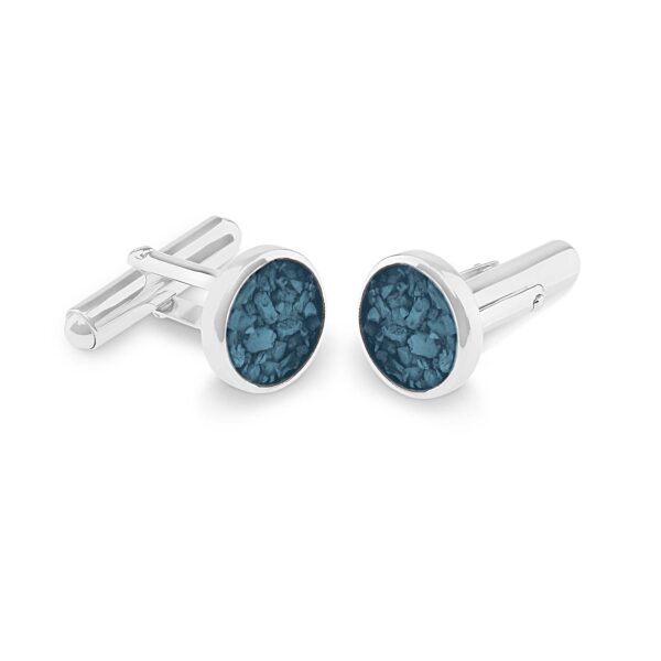 Blue - Classic Round Ashes Cufflinks - Ashes Jewellery