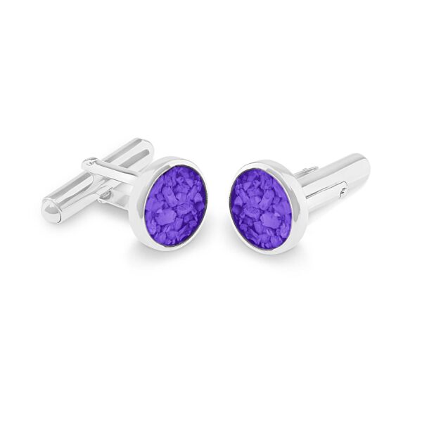 Purple - Classic Round Ashes Cufflinks - Ashes Jewellery - Memorial Jewellery - Inscripture