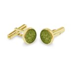 ew-cl-605-yg-green_Gold- Ashes Cufflinks-Ashes Jewellery