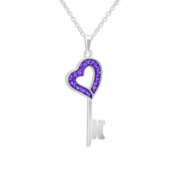 Purple Key Ashes Pendant - Ashes Necklace - Ashes Jewellery