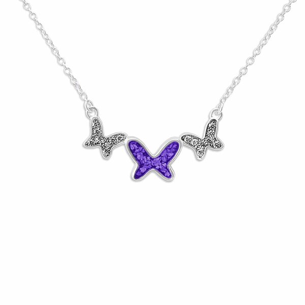 Purple- Butterflies Ashes Necklace - Ashes Jewellery - Memorial Jewellery - Inscripture