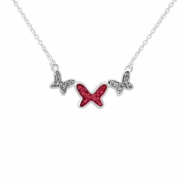 Red- Butterflies Ashes Necklace - Ashes Jewellery - Memorial Jewellery - Inscripture