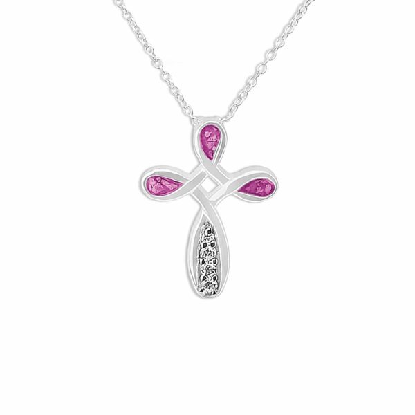 Pink Celtic Cross Ashes Pendant - Ashes Necklace - Ashes Jewellery