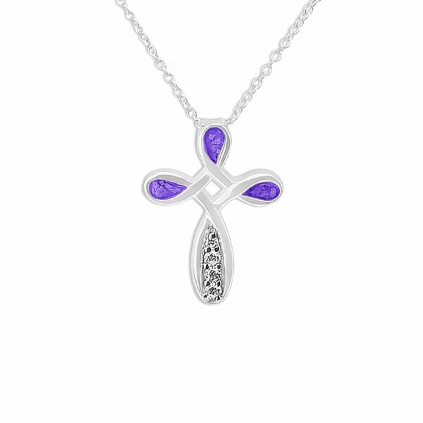Purple Celtic Cross Ashes Pendant - Ashes Necklace - Ashes Jewellery