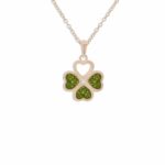 ew-p-131-rg-green_Rose Gold- Clover Ashes Necklace - Ashes Jewellery