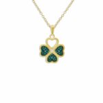 ew-p-131-yg-aqua_Gold- Clover Ashes Necklace - Ashes Jewellery