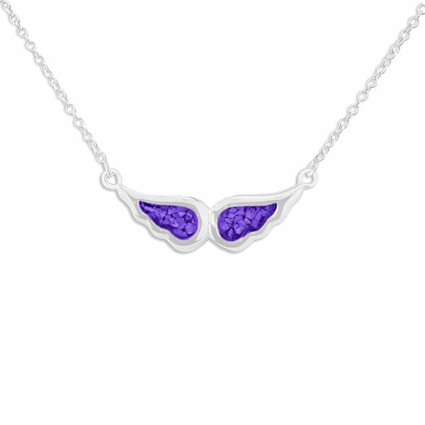 Purple - Black -Angel Wings Ashes Necklace - Ashes Jewellery - Memorial Jewellery - Inscripture