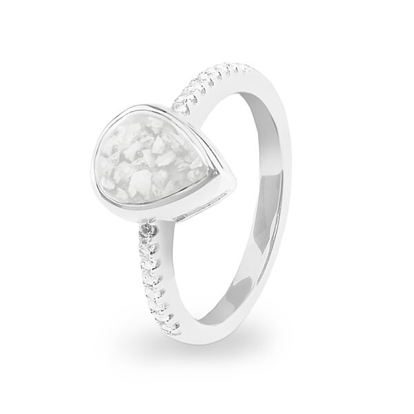White - Teardrop -Ashes Ring - Ashes Jewellery
