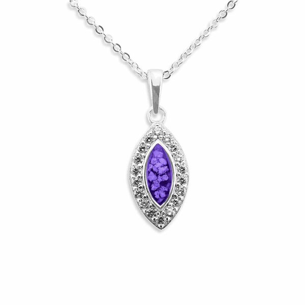 Purple - Marquise Ashes Necklace- Ashes Jewellery - Memorial Jewellery - Inscripture