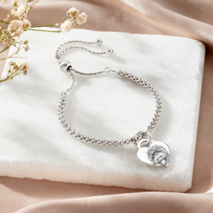 Sterling Silver Photo Popcorn Bracelet - Photo Jewellery - Memorial Jewellery - Inscripture