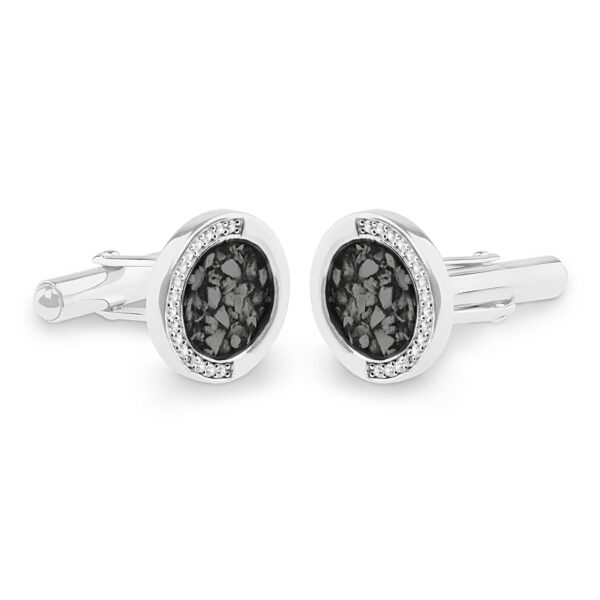 Black - Fancy Oval Ashes Cufflinks - Ashes Jewellery