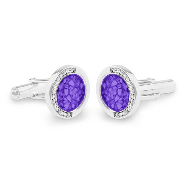 Purple - Fancy Oval Ashes Cufflinks - Ashes Jewellery - Memorial Jewellery - Inscripture