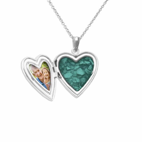 Aqua - Pink Rose Heart Shaped Ashes Locket - Ashes Jewellery - Memorial Jewellery - Inscripture