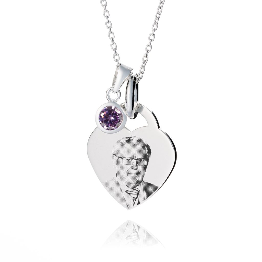 Birthstone Photo Necklace - Photo Jewellery - Memorial Jewellery - Inscripture
