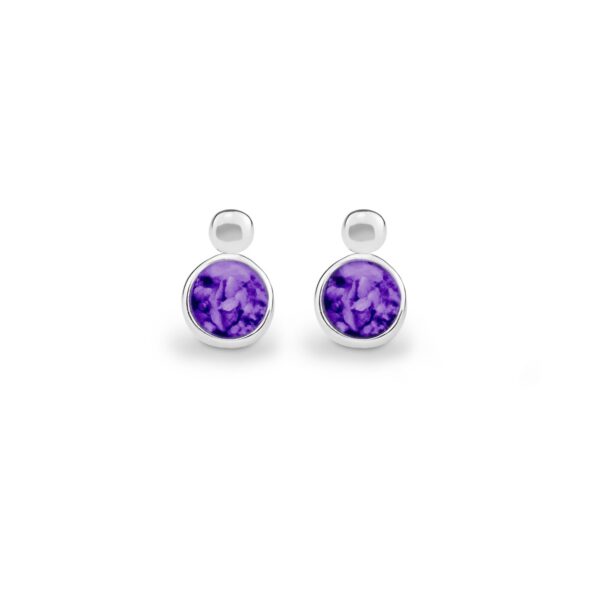 Purple - Delicate Drop Ashes Earrings - Ashes Jewellery - Memorial Jewellery - Inscripture
