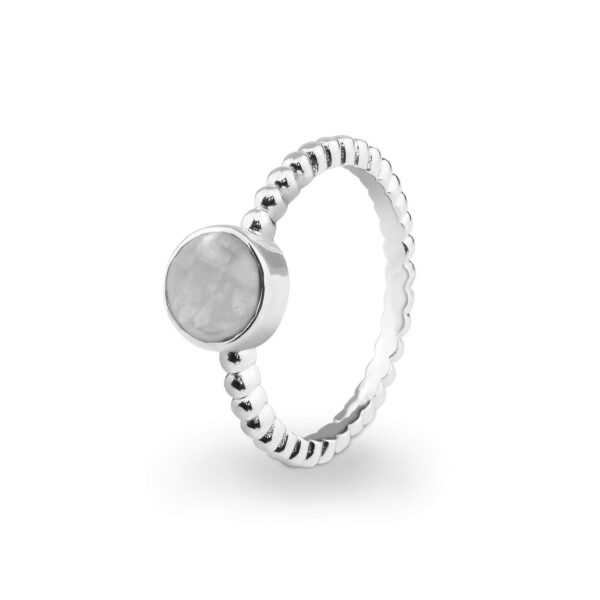 White Round Bubble Ashes Ring - Ashes into Jewellery - Inscripture - Memorial Jewellery