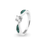 EV-R-313-Aqua Solitaire Ashes Ring - Ashes Jewellery