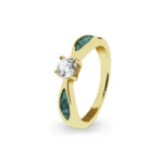 EV-R-313-Aqua_Gold Solitaire Ashes Ring - Ashes Jewellery