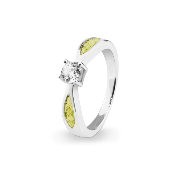 Yellow Solitaire Ashes Ring - Ashes Jewellery - Memorial Jewellery - Inscripture