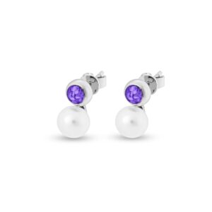 Purple - Rondure Pearl Ashes Earrings - Ashes Jewellery