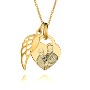 Gold Angel Wing Photo Necklace - Photo Jewellery - Inscripture