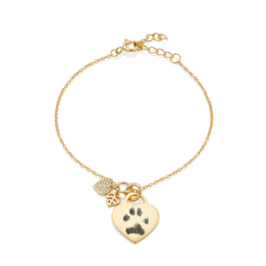 Gold Lead Duo Paw Print Bracelet - Paw Print Jewellery - Inscripture - Memorial Jewellery