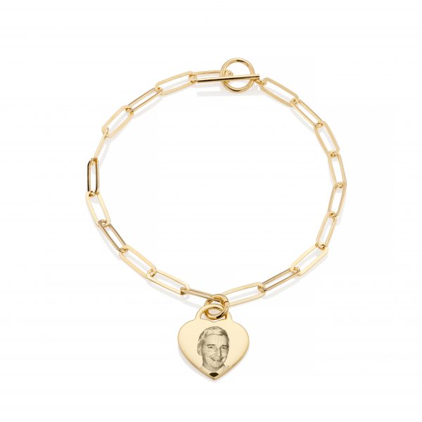 Gold Oval T-Bar Photo Bracelet - Photo Jewellery