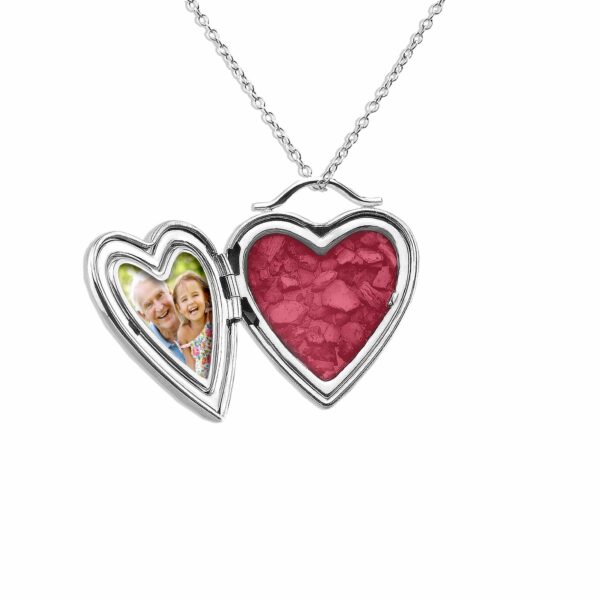 Red - Shining Star Heart Shaped Ashes Locket Memorial Jewellery - Inscripture