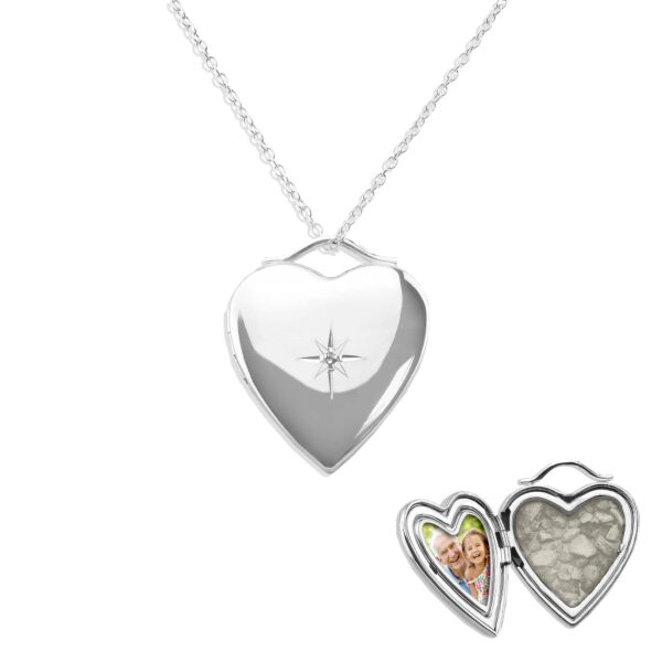 Shining Star Heart Shaped Ashes Locket Memorial Jewellery - Inscripture - Ashes Jewellery