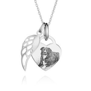 Silver Angel Wing Photo Necklace - Photo Jewellery - Memorial Jewellery - Inscripture